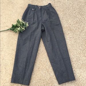 Charcoal grey wool pleated trousers